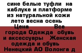 сине белые туфли  на каблуке и платформе из натуральной кожи (лето.весна.осень) › Цена ­ 12 000 - Все города Одежда, обувь и аксессуары » Женская одежда и обувь   . Ненецкий АО,Волонга д.